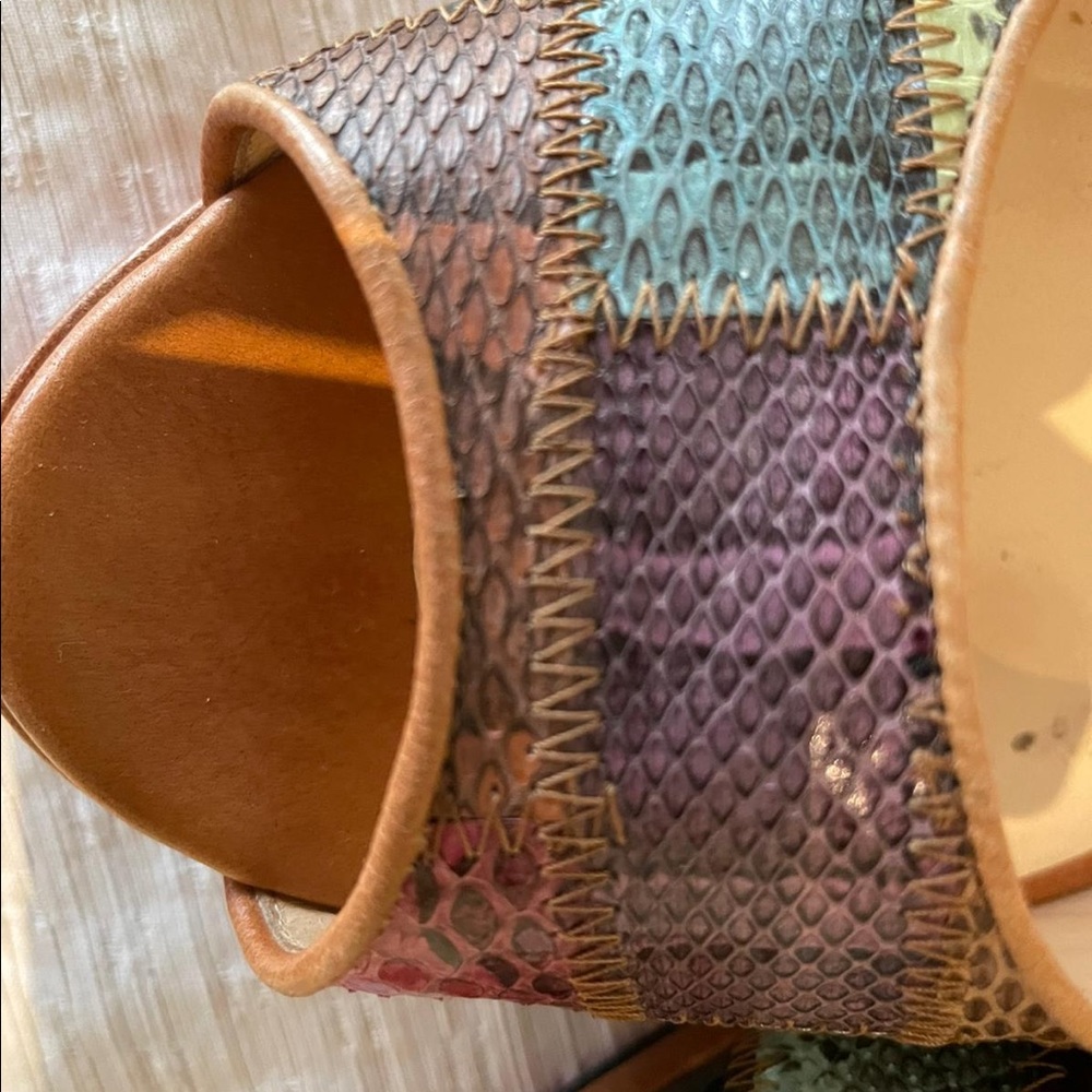 Luciano Padovan Multi Color Python Skin Open Toe - image 5